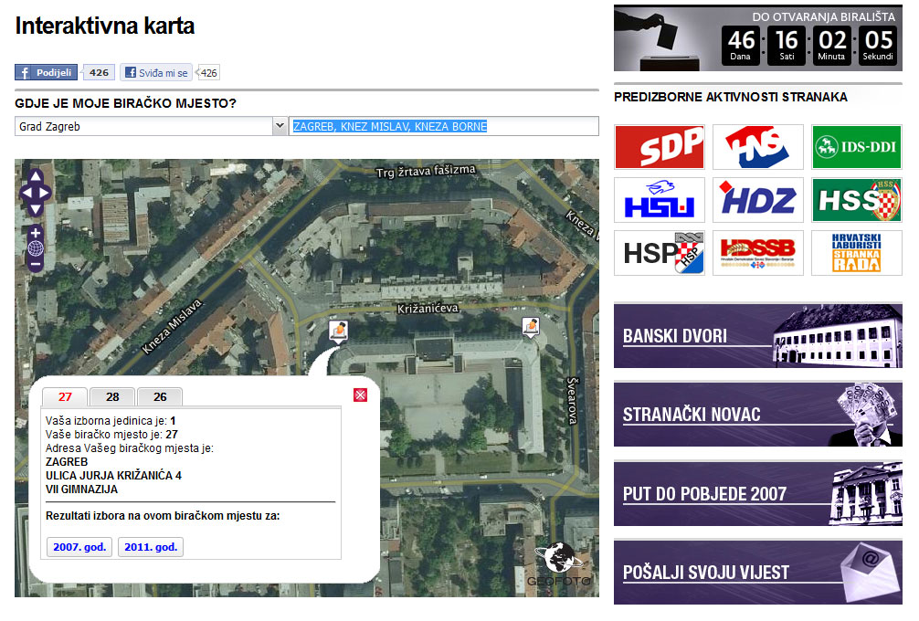 interaktivna politička karta hrvatske Izborno politička interaktivna karta Hrvatske interaktivna politička karta hrvatske