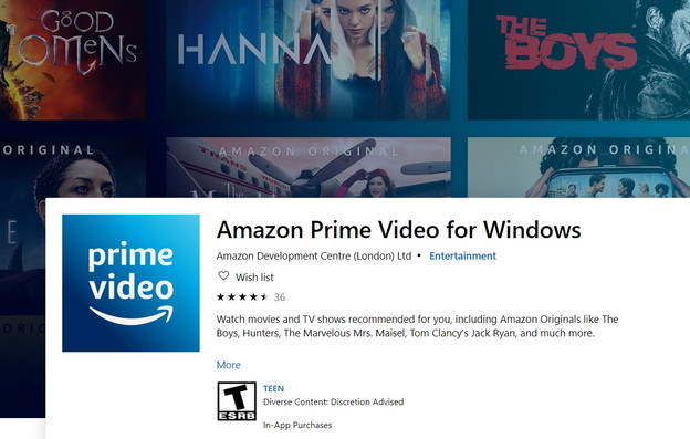 Windows 10 Prime Video nudi offline gledanje