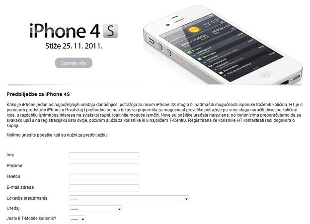 Od danas u Hrvatskoj možete rezervirati iPhone 4S