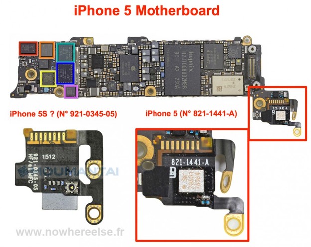Procurjela slika iPhone 5S komponente
