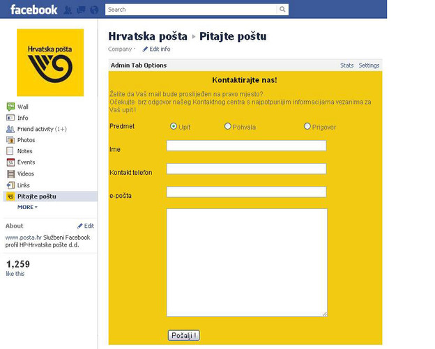 Provjera statusa pošiljke putem Facebooka