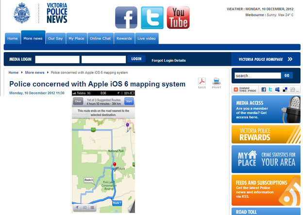 Australska policija upozorava na Appleove mape Australska policija upozorava na Appleove mape