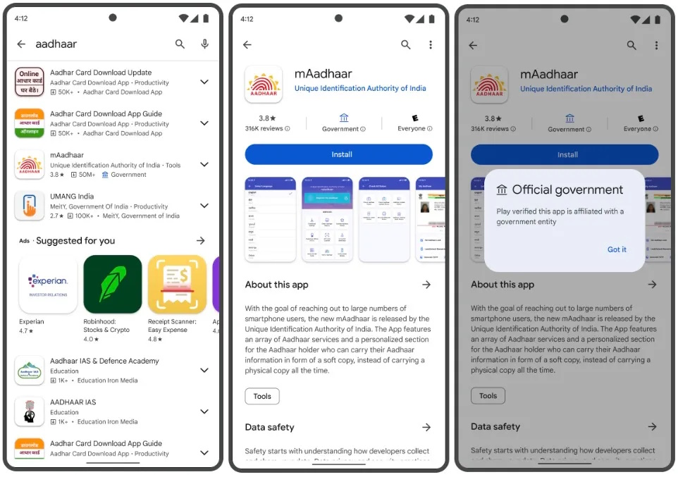 Google Play uvodi oznake za vladine aplikacije
