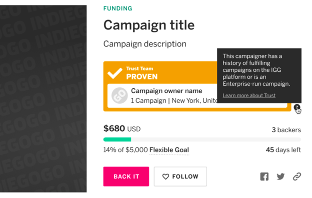 Indiegogo dodaje markicu povjerenja Indiegogo dodaje markicu povjerenja