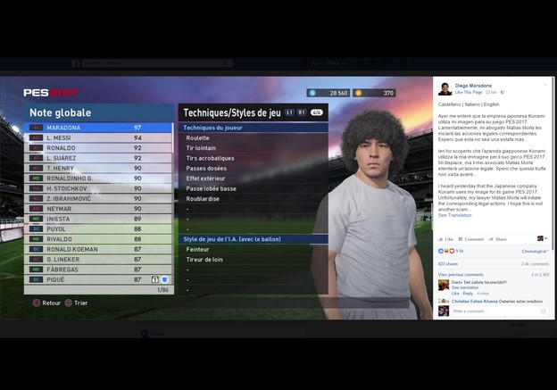 Maradona tuži autore video igre PES 2017 Maradona tuži autore video igre PES 2017