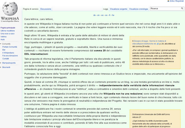 Talijanska Wikipedia "u štrajku"