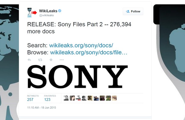 WikiLeaks dodao 276K Sonyevih procurjelih dokumenata WikiLeaks dodao 276K Sonyevih procurjelih dokumenata
