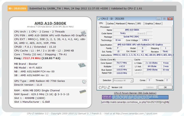 AMD Trinity APU overklokiran na 7,3 GHz AMD Trinity APU overklokiran na 7,3 GHz