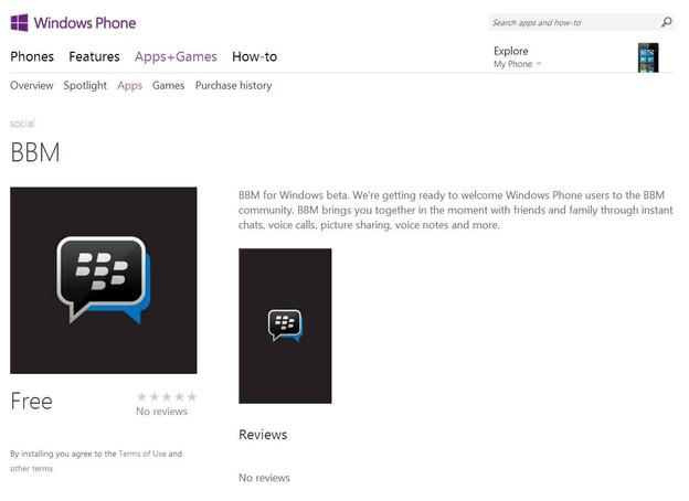 BBM za Windows Phone u Storeu BBM za Windows Phone u Storeu