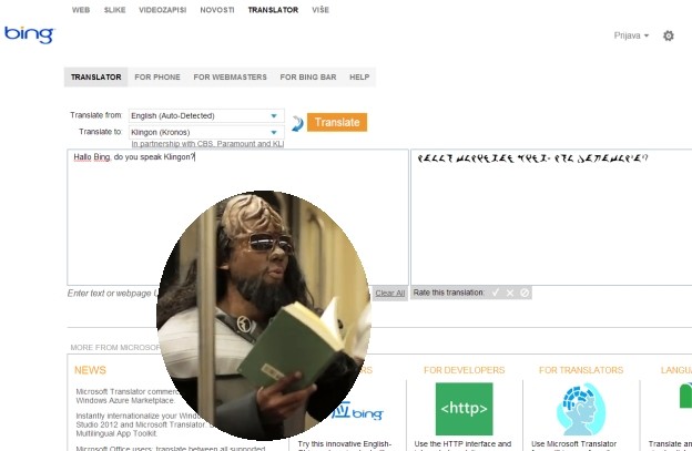 Bing translator naučio klingonski