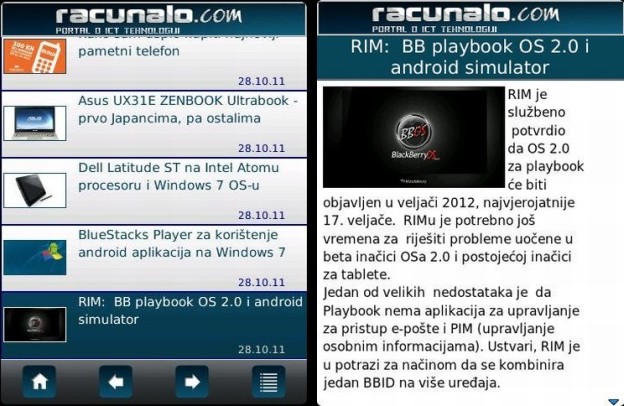 BlackBerry aplikacija za Racunalo.com