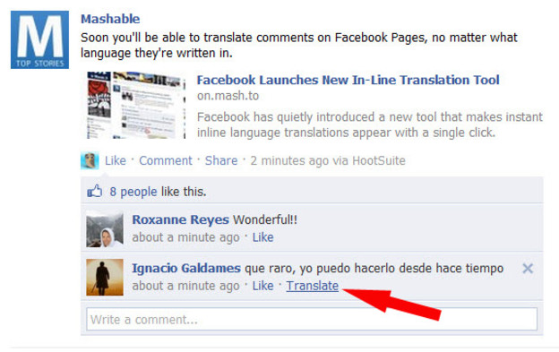 Facebook omogućuje in-line prijevod komentara Facebook omogućuje in-line prijevod komentara
