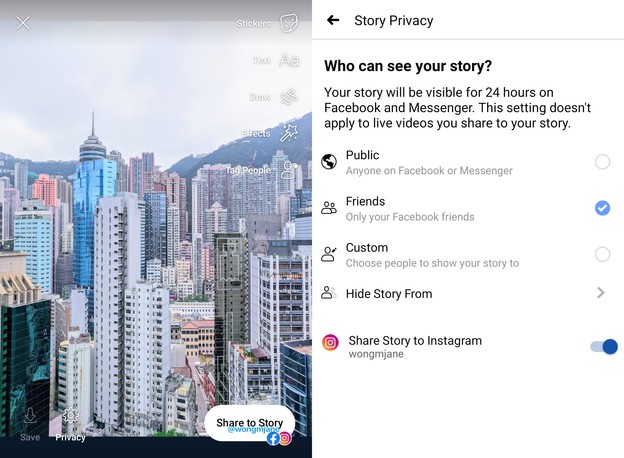 Facebook testira značajku za dijeljenje priča na Instagramu