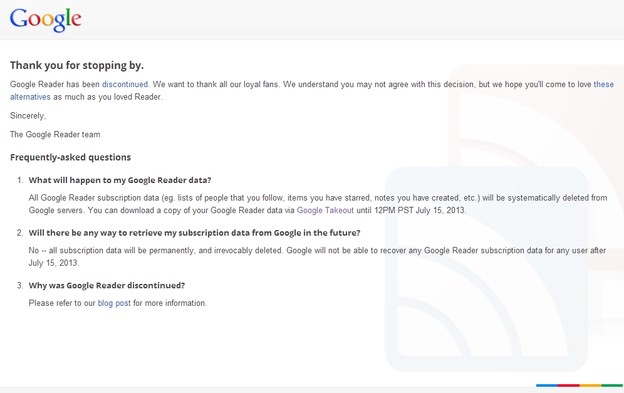 Google Reader službeno mrtav Google Reader službeno mrtav