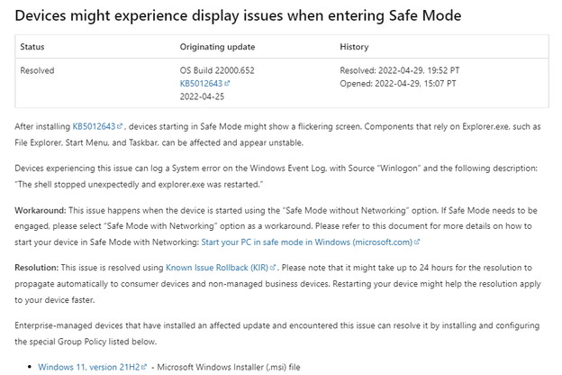 Popravljen safe mode bug u Windowsima 11