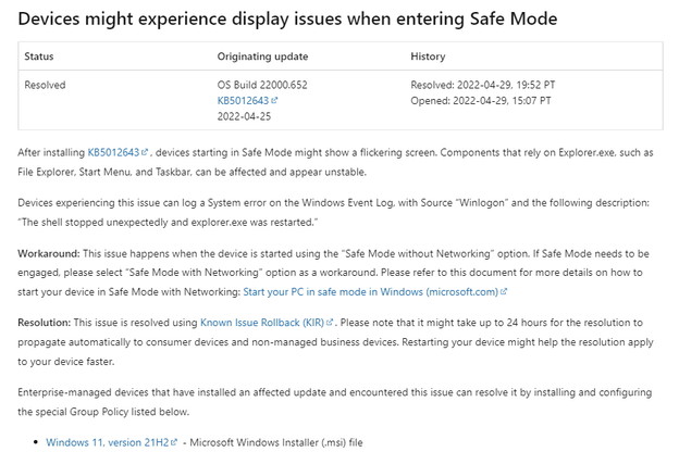 Popravljen safe mode bug u Windowsima 11 Popravljen safe mode bug u Windowsima 11