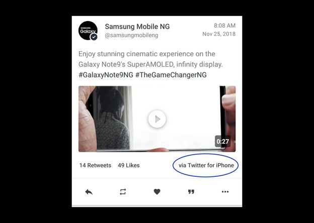 Samsung objavljuje reklame na Twitteru iPhoneom