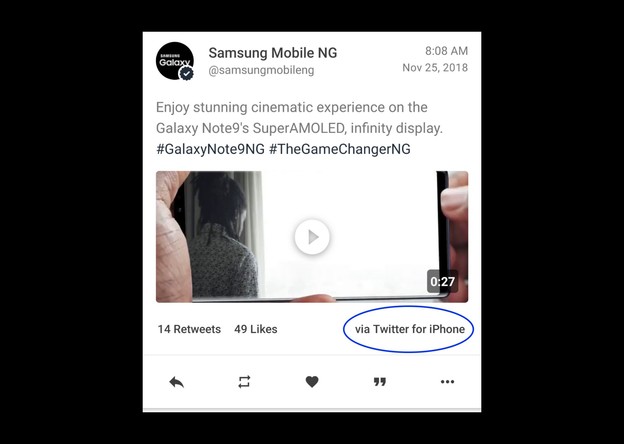 Samsung objavljuje reklame na Twitteru iPhoneom Samsung objavljuje reklame na Twitteru iPhoneom