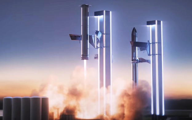 Lansirna rampa hvata booster robotskim prstima Lansirna rampa hvata booster robotskim prstima